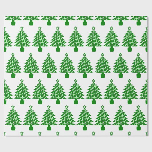 Dog Paw Print Green Christmas Tree Geschenkpapier (Flach)