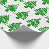 Dog Paw Print Green Christmas Tree Geschenkpapier (Ecke)