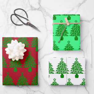 Dog Paw Print Green Christmas Tree Geschenkpapier Set