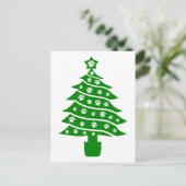 Dog Paw Print Green Christmas Tree Postkarte (Stehend Vorderseite)