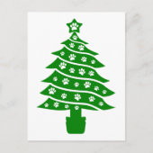 Dog Paw Print Green Christmas Tree Postkarte (Vorderseite)