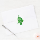 Dog Paw Print Green Christmas Tree Runder Aufkleber (Umschlag)
