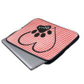 Dog Paw Print Heart on Gingham Laptopschutzhülle (Vorne Knopf)