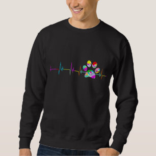 Dog Paw Print Heartbeat Frauen Mädchen Mama Liebe  Sweatshirt