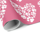 Dog Paw Print Hearts Muster Geschenkpapier (Rolleneckpunkt)