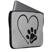Dog Paw Print Heft mit Name Laptopschutzhülle (Vorne Rechts)