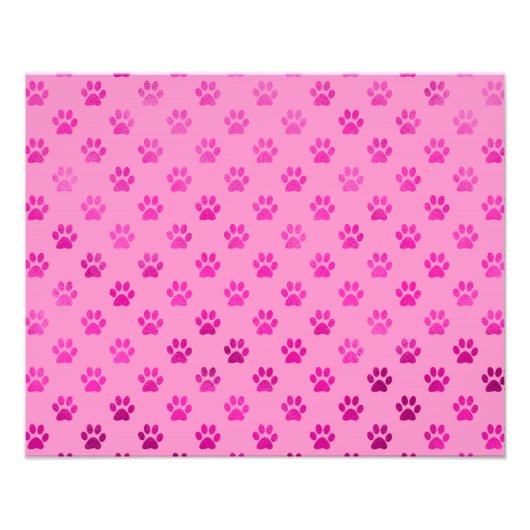 Dog Paw Print "Hot Pink" Pink Hintergrund Metallic Fotodruck (Vorne)