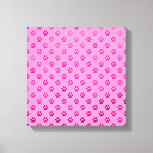 Dog Paw Print "Hot Pink" Pink Hintergrund Metallic Leinwanddruck (Vorderseite)