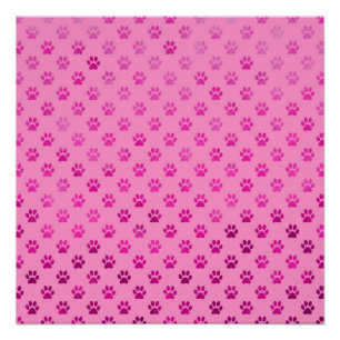 Dog Paw Print "Hot Pink" Pink Hintergrund Metallic Poster