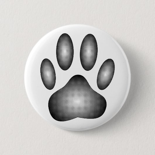 Dog Paw Print in Schwarz-Weiß-Farbe Button (Vorderseite)