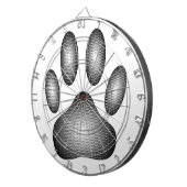 Dog Paw Print in Schwarz-Weiß-Farbe Dartscheibe (Vorderseite rechts)