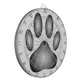 Dog Paw Print in Schwarz-Weiß-Farbe Dartscheibe (Vorderseite Links)