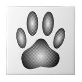 Dog Paw Print in Schwarz-Weiß-Farbe Fliese (Vorderseite)
