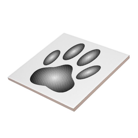 Dog Paw Print in Schwarz-Weiß-Farbe Fliese (Seite)