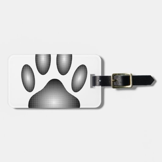 Dog Paw Print in Schwarz-Weiß-Farbe Gepäckanhänger (Vorderseite horizontal)