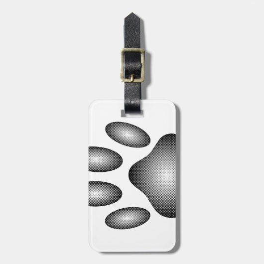 Dog Paw Print in Schwarz-Weiß-Farbe Gepäckanhänger (Vorderseite vertikal)