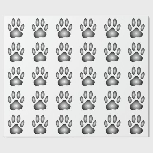 Dog Paw Print in Schwarz-Weiß-Farbe Geschenkpapier (Flach)