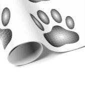 Dog Paw Print in Schwarz-Weiß-Farbe Geschenkpapier (Rolleneckpunkt)