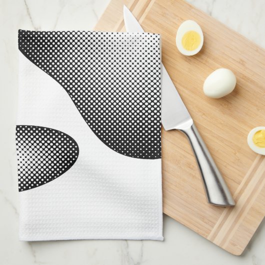 Dog Paw Print in Schwarz-Weiß-Farbe Geschirrtuch (Viertel Falte)