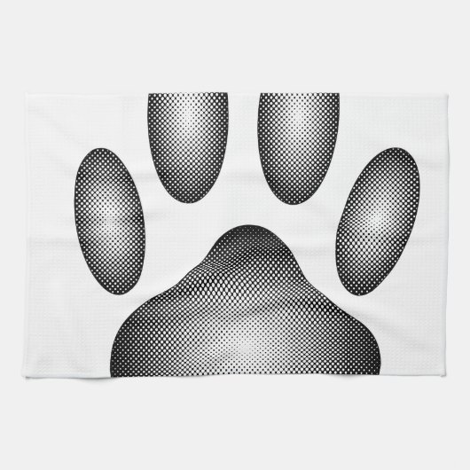 Dog Paw Print in Schwarz-Weiß-Farbe Geschirrtuch (Horizontal)