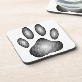 Dog Paw Print in Schwarz-Weiß-Farbe Getränkeuntersetzer (Linke Seite)