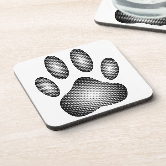 Dog Paw Print in Schwarz-Weiß-Farbe Getränkeuntersetzer (Linke Seite)