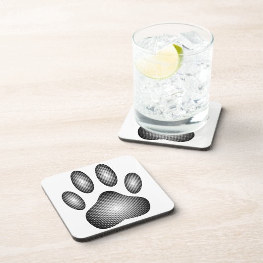 Dog Paw Print in Schwarz-Weiß-Farbe Getränkeuntersetzer (Rechte Seite)
