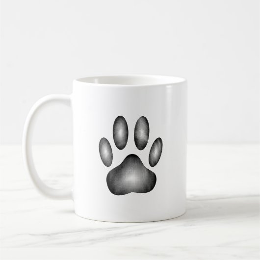 Dog Paw Print in Schwarz-Weiß-Farbe Kaffeetasse (Links)
