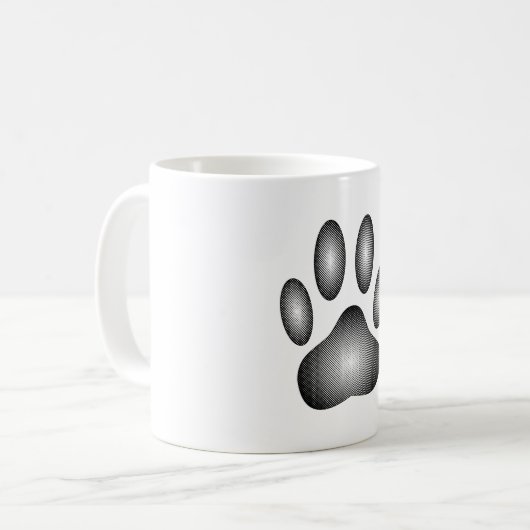 Dog Paw Print in Schwarz-Weiß-Farbe Kaffeetasse (Vorderseite Links)