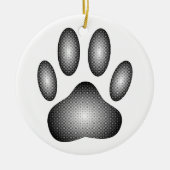 Dog Paw Print in Schwarz-Weiß-Farbe Keramik Ornament (Vorne)