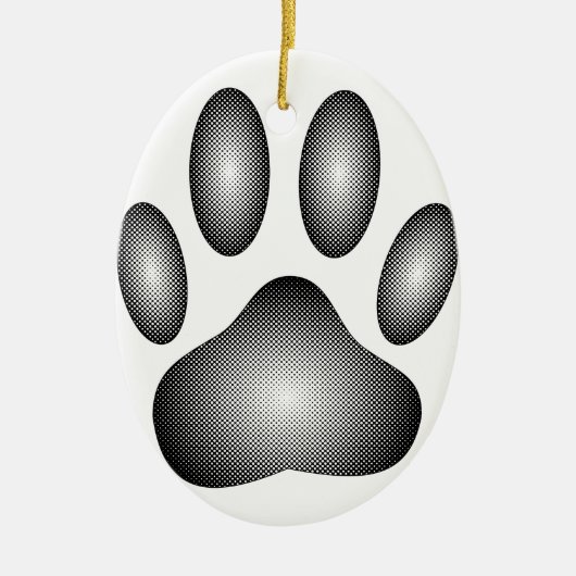 Dog Paw Print in Schwarz-Weiß-Farbe Keramik Ornament (Vorne)