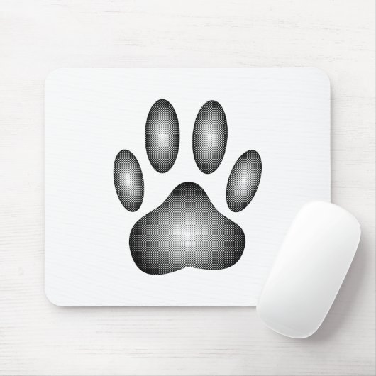 Dog Paw Print in Schwarz-Weiß-Farbe Mousepad (Mit Mouse)