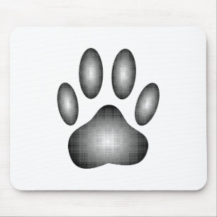 Dog Paw Print in Schwarz-Weiß-Farbe Mousepad