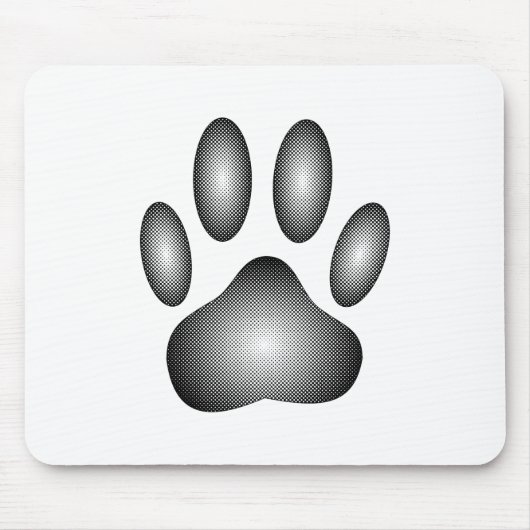Dog Paw Print in Schwarz-Weiß-Farbe Mousepad (Vorne)