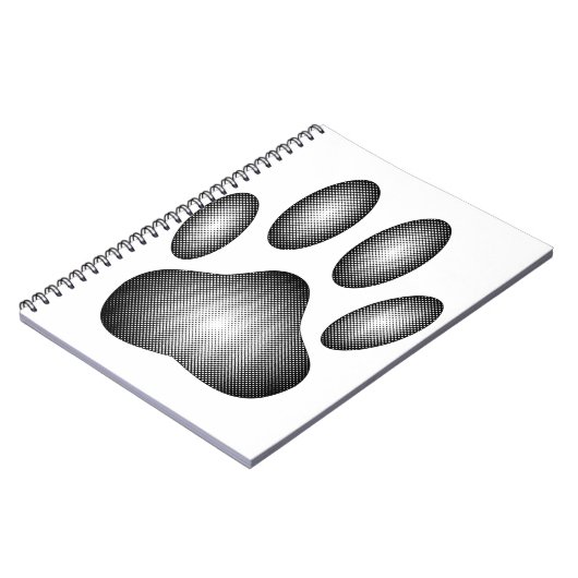 Dog Paw Print in Schwarz-Weiß-Farbe Notizblock (Linke Seite)