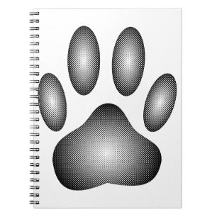 Dog Paw Print in Schwarz-Weiß-Farbe Notizblock