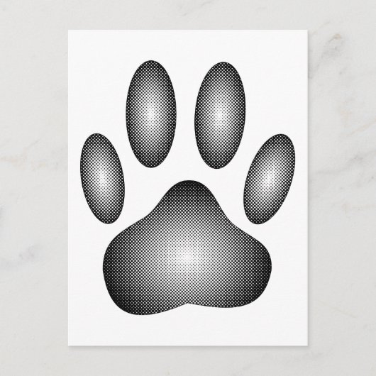 Dog Paw Print in Schwarz-Weiß-Farbe Postkarte (Vorderseite)