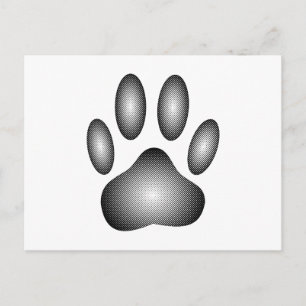 Dog Paw Print in Schwarz-Weiß-Farbe Postkarte