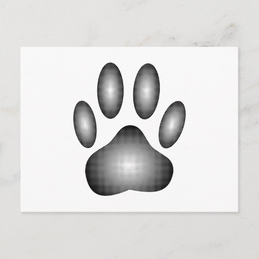 Dog Paw Print in Schwarz-Weiß-Farbe Postkarte (Vorderseite)