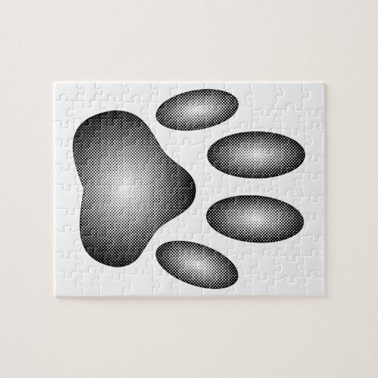 Dog Paw Print in Schwarz-Weiß-Farbe Puzzle (Horizontal)