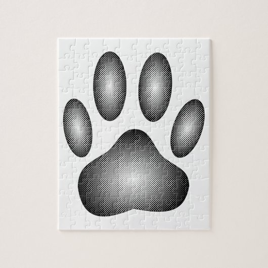 Dog Paw Print in Schwarz-Weiß-Farbe Puzzle (Vertikal)