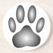 Dog Paw Print in Schwarz-Weiß-Farbe Sandstein Untersetzer (Vorne)