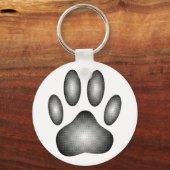Dog Paw Print in Schwarz-Weiß-Farbe Schlüsselanhänger (Vorderseite)