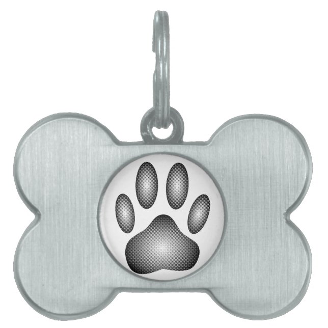 Dog Paw Print in Schwarz-Weiß-Farbe Tiermarke (Vorderseite)