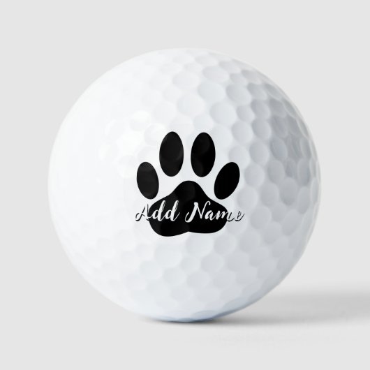 Dog Paw Print Individuelle Name Golfball (Vorderseite)