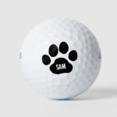 Dog Paw Print Individuelle Name Initialen Golfball (Vorderseite)
