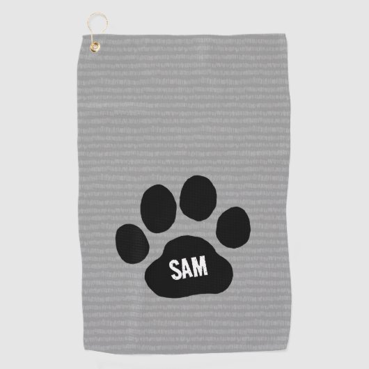 Dog Paw Print Individuelle Name Initialen Golfhandtuch (Vorderseite)