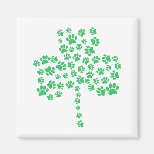 Dog Paw Print Kleeblatt Magnet (Vorne)