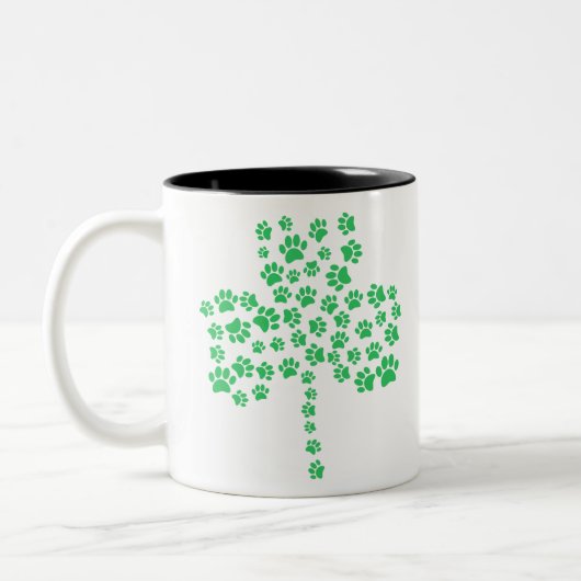 Dog Paw Print Kleeblatt Zweifarbige Tasse (Links)
