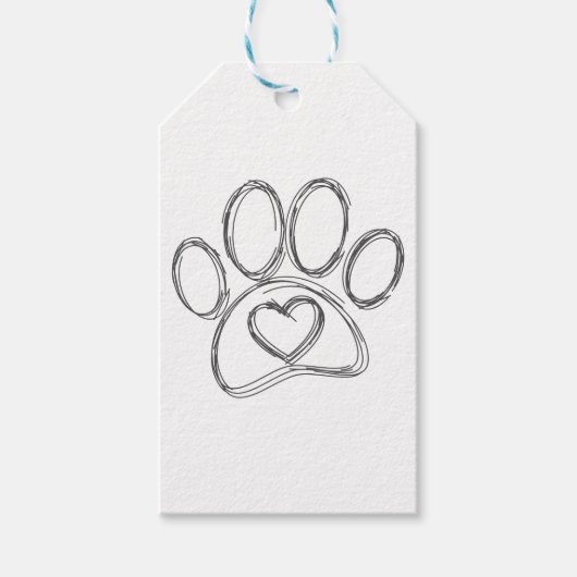 Dog Paw Print Kontur Geschenkanhänger (Vorderseite)